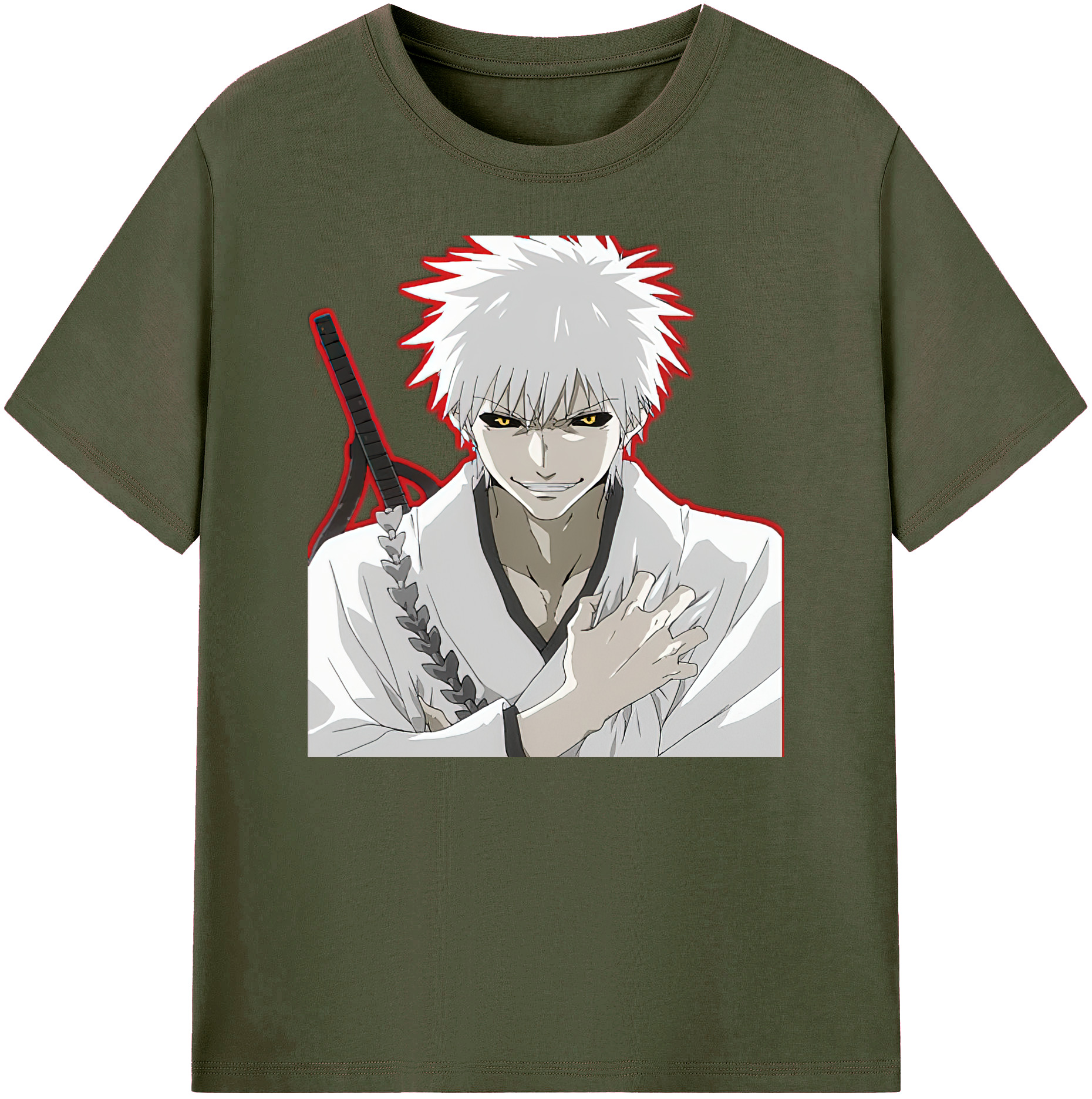 （画像用） ブリーチ 黒崎一護（くろさき いちご）BLEACH Kurosaki Ichigo 綿100％ メンズ半袖Tシャツ｜肌触りやわらか＆通気性